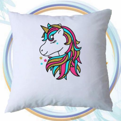 Personalised Cushion Cover with Rainbow Unicorn Design – Add Name