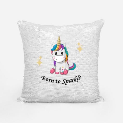 Personalised Sequin Magic Cushion Cover with Unicorn Design – Add Name