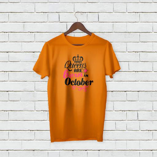 Personalised Text Your Name On Crown Logo Queens Are Born In October T-Shirt (3).jpg