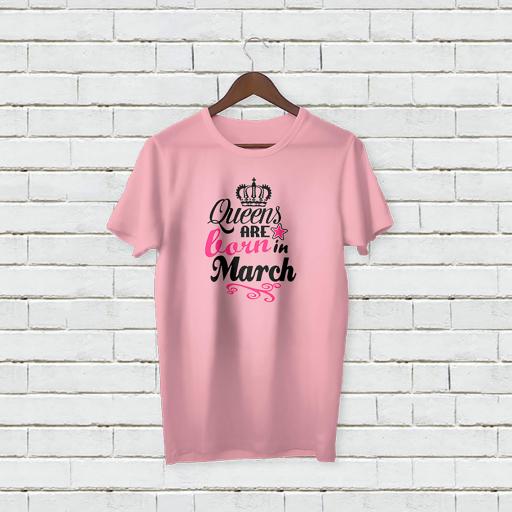 Personalised Queens are Born in March T-Shirt - Add Name