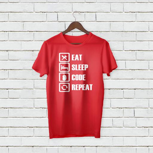 Personalised Funny Daily Activity T-Shirt - Eat, Sleep, Code, Repeat -Add Your Text/Name