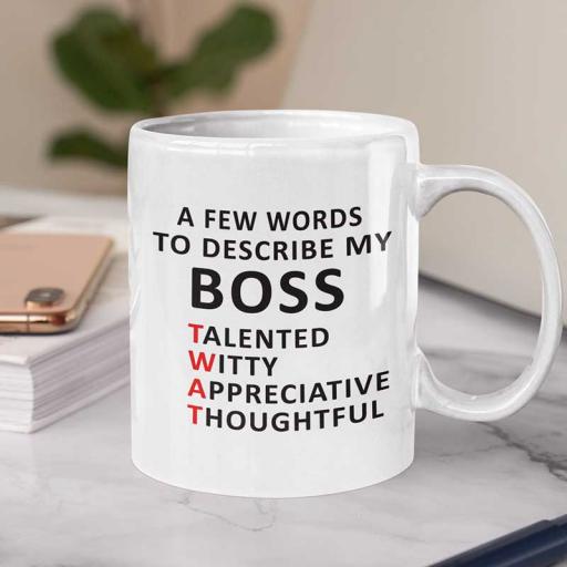 Personalised 'A Few Words to Describe My Boss' Mug