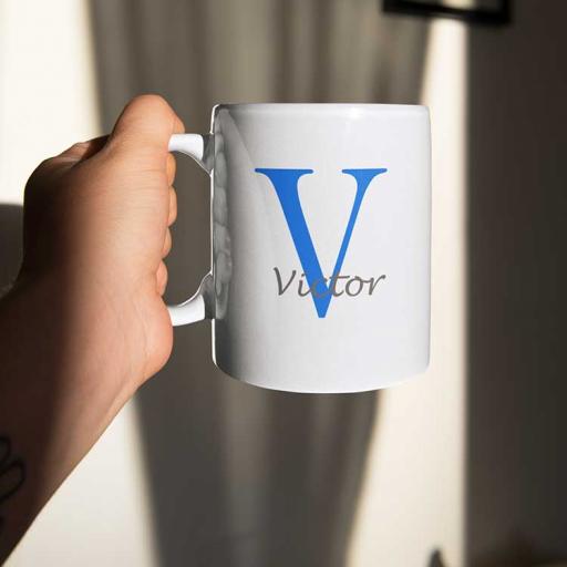 Personalised Name Mug For Him - Initial V & Name