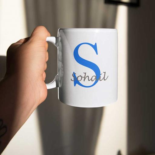 Personalised Name Mug For Him - Initial S & Name