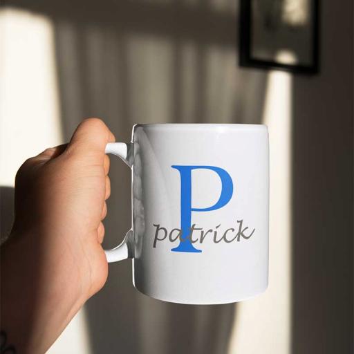 Personalised Name Mug For Him - Initial P & Name