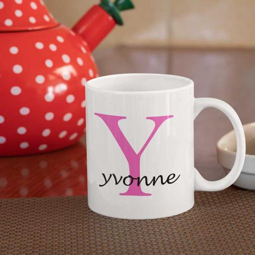 Personalised Name Mug For Her - Initial Y & Name