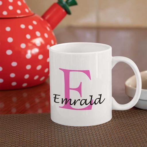 Personalised Name Mug For Her - Initial E & Name