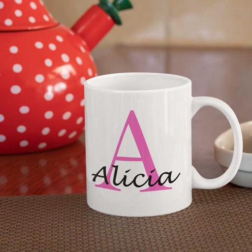 Personalised Name Mug For Her - Initial A & Name