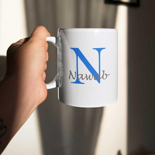 Personalised Name Mug For Him - Initial N & Name