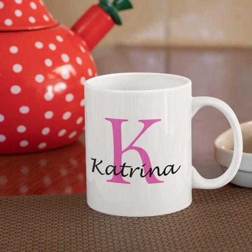 Personalised Name Mug For Her - Initial K & Name