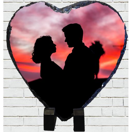 Personalised Heart Shaped Photo Rock Slate