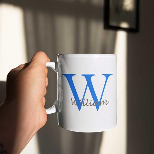 Personalised Name Mug For Him - Initial W & Name