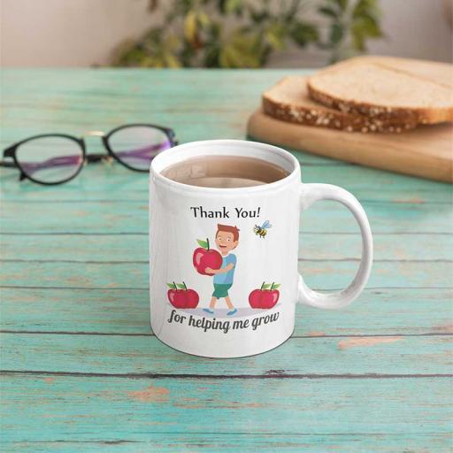 Personalised Thank You Teacher for Helping me Grow Mug - Add Name/Text