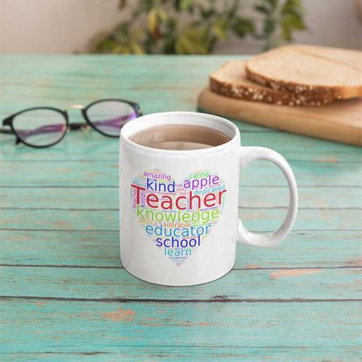 Personalised Best Teacher Word Art Mug - Add Name/Text