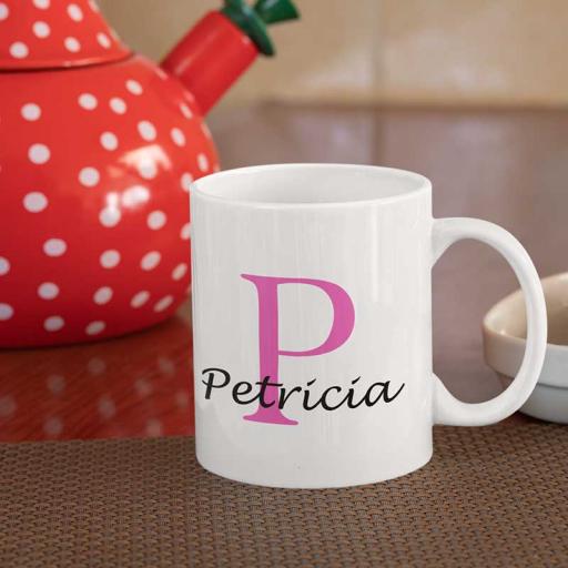 Personalised Name Mug For Her - Initial P & Name