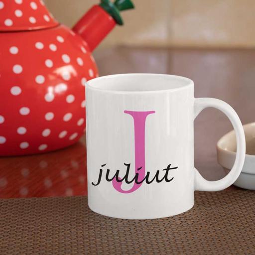 Personalised Name Mug For Her - Initial J & Name