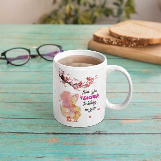 Personalised 'Thank You Teacher For Helping Me Grow' Mug - Add Name/Text