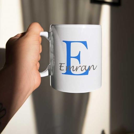 Personalised Name Mug For Him - Initial E & Name