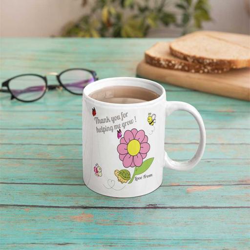 Personalised Teacher 'Thank you for Helping Me Grow' Mug - Add Name/Text