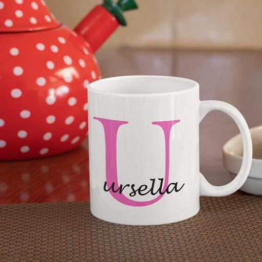 Personalised Name Mug For Her - Initial U & Name