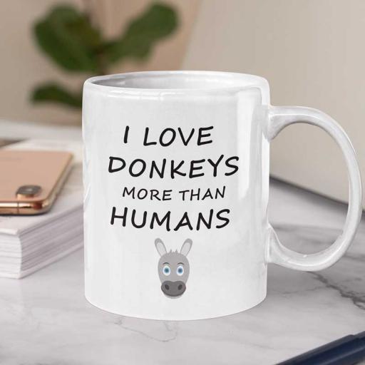 Personalised Funny 'I Love Donkeys More Than Humans' Funny Text Mug