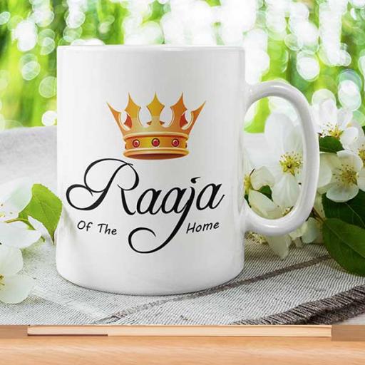 Personalised Desi Inspired 'Raaja/Rani of the House' Couple Mugs - Gift Set