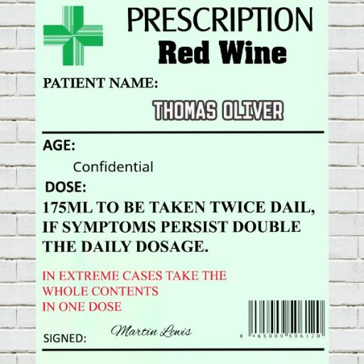 Prescription Red Wine - Personalised Label