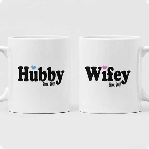 Wifey Hubby Couple Mugs - Personalised Couple Gift Set