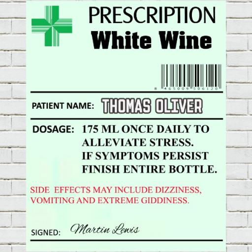 Prescription White Wine - Personalised Label