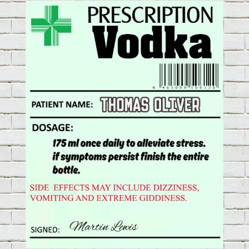 Prescription Vodka - Personalised Label