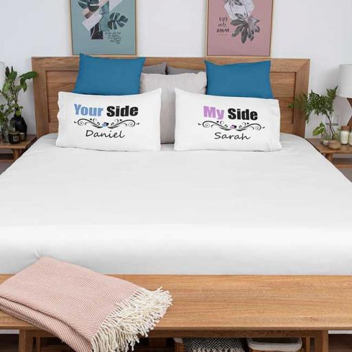 Personalised Couple Pillow Covers Gift - 'My Side Your Side'