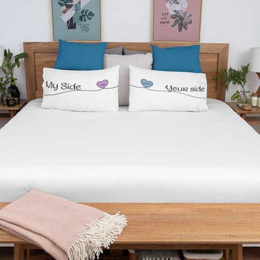 Personalised Couple Pillow Covers Gifts Set - My Side Your Side