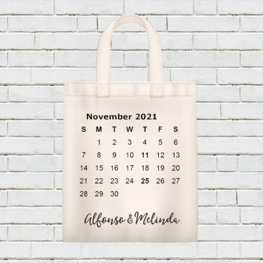 Personalised Calendar Tote Bag - November YEAR - Add Name / Text