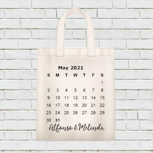 Personalised Calendar Tote Bag - May YEAR - Add Name / Text