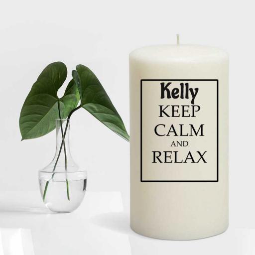 Keep Calm and Relax Personalised Candle - Add Name