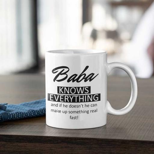 'Baba Knows Everything' Personalised Mug for Father/Dad