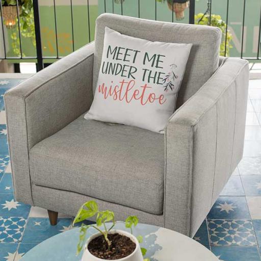 Meet Me Under the Mistletoe - Personalised Christmas Cushion - Add Name