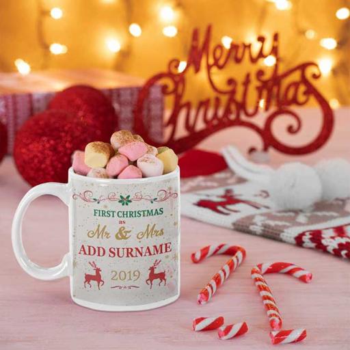 Personalised 'First Christmas' Couple Mug - Add Name