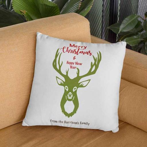 Personalised Stag Christmas Cushion