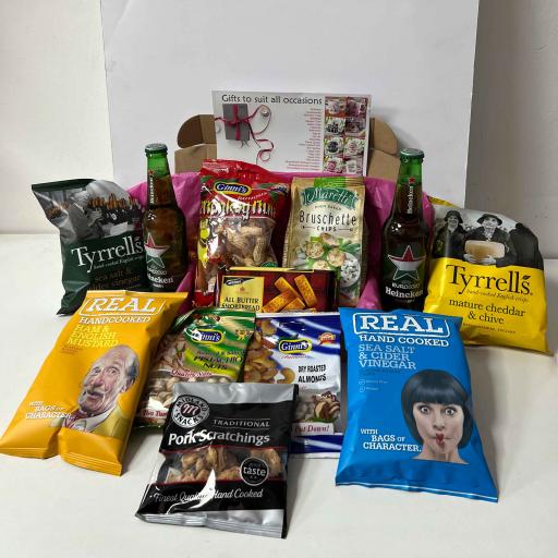 Heineken Beer and Snacks Hamper with Personalised Christmas Card