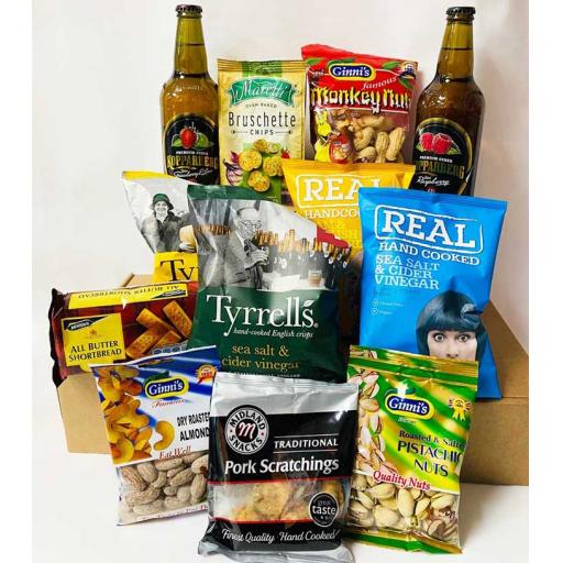 Kopparberg Premium Cider and Snacks Hamper with Personalised Christmas Card