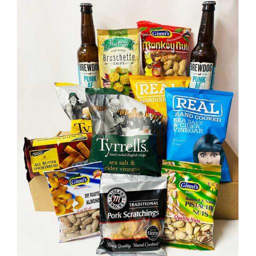 BrewDog Craft Beer and Snacks Hamper - 2 Bottles (Punk AF, Vaga Bond, Dead Pony Club) - Personalised Christmas Card