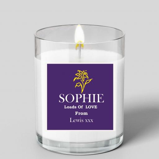 Personalised Name & Message Glass Scented Candle