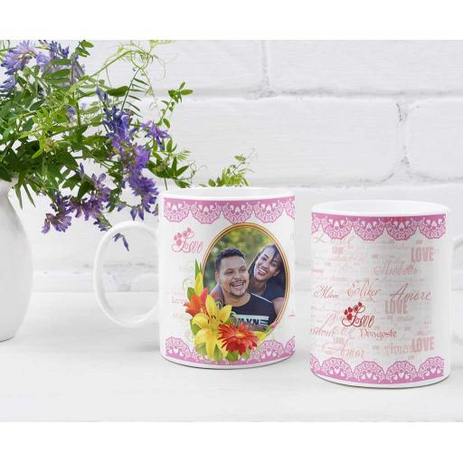 Personalised Love Amore Photo Mug - Round Frame