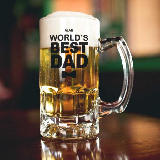 Father's Day Beer & Snacks Hamper with a Personalised 'World's Best Dad' Pint Tankard Glass