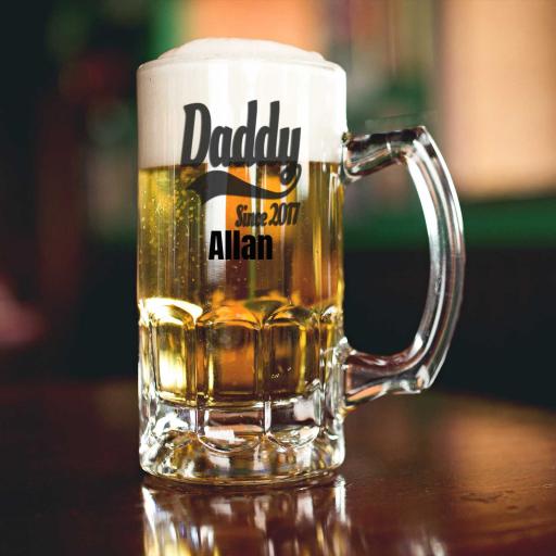 'Daddy Since YEAR' Father's Day Beer & Snacks Hamper with a Personalised Pint Tankard Glass