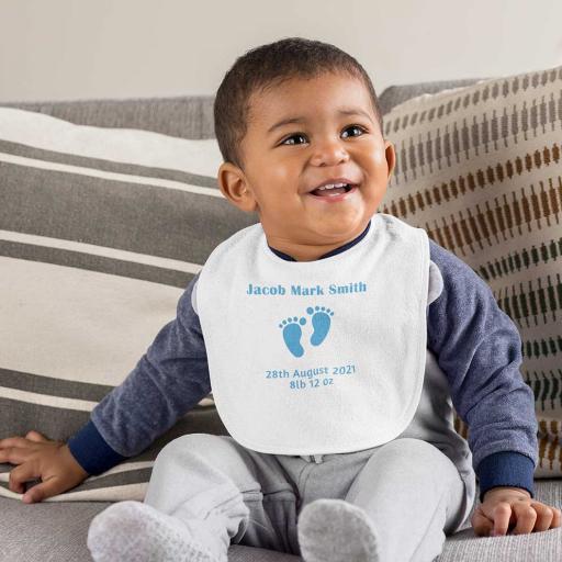 Personalised Bib with Crumb Catcher - Add Name, DOB & Weight