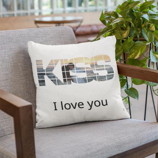 Personalised KISS Photo Cushion - Add Photo & Text