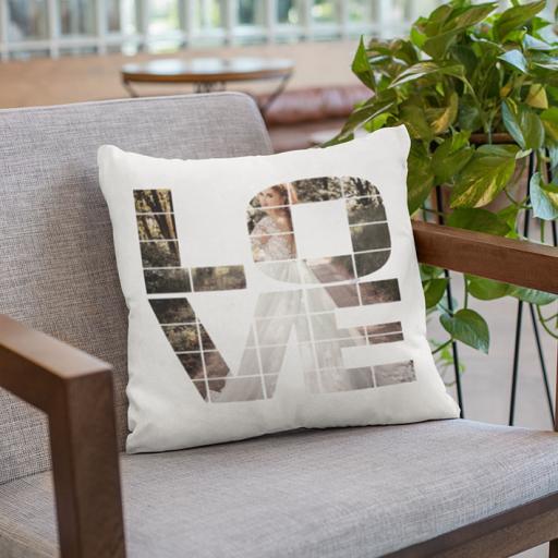 LOVE Photo Upload Personalised Cushion Gift