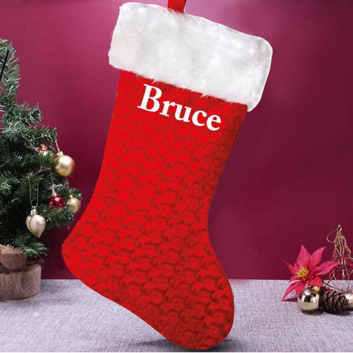 Deluxe Red Velvet Personalised Christmas Stocking